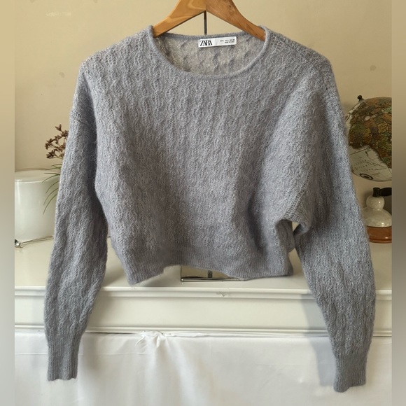 Zara Lilac Wool Blend Cropped Sweater Size L - Picture 2 of 5